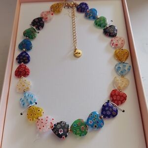 NIP Camila Coelho Glass Stones Heart Necklace